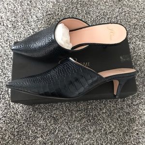 J.Crew Croc-Embossed Leather Pointy-Toe Mule Heel